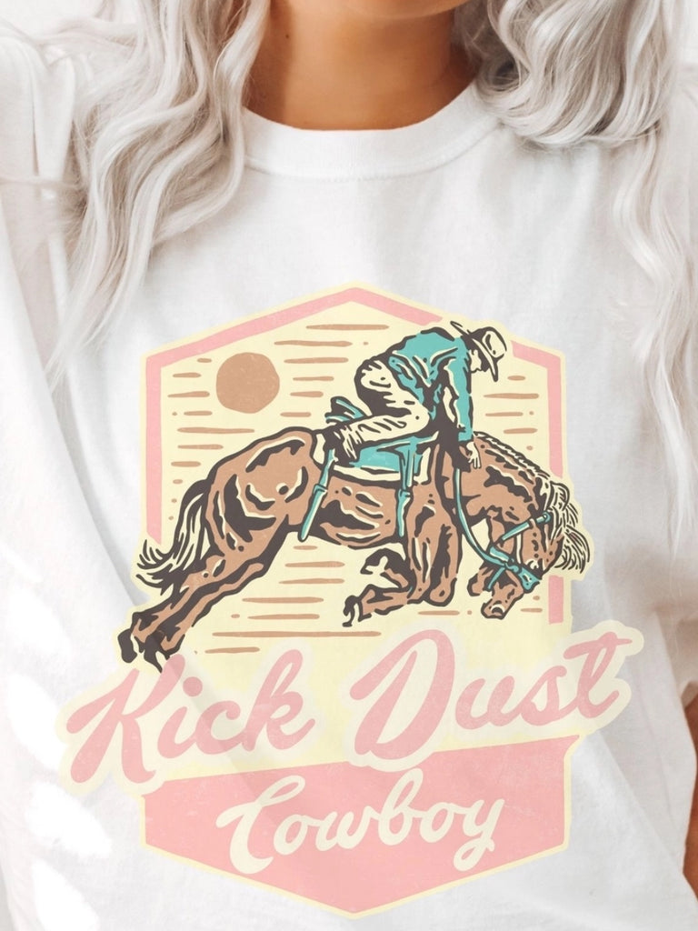 Kick dust graphic cowboy tee.