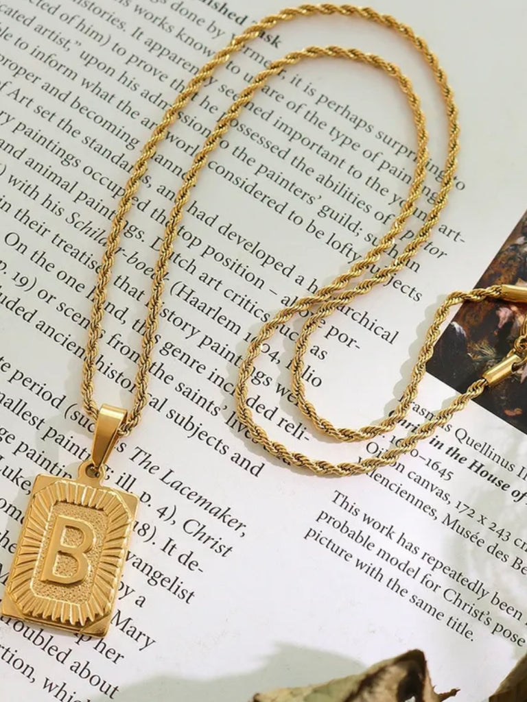 Perfect Gift or Just for yourself, enjoy this Gold Plated Letter Tag Necklace.