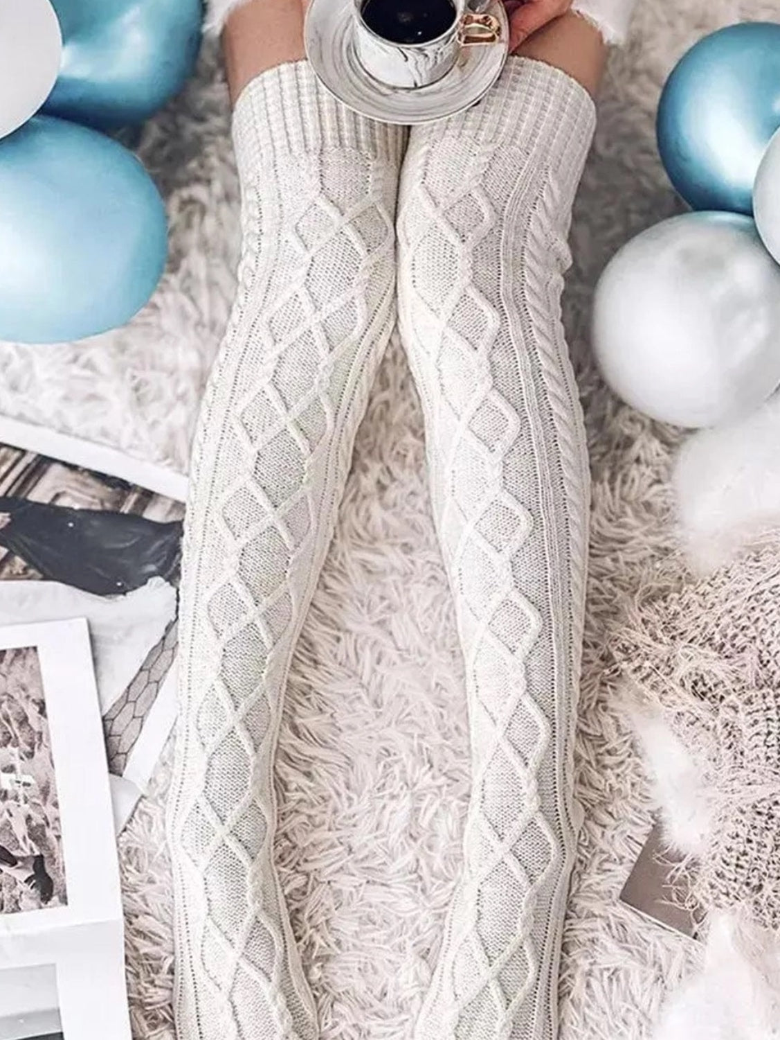 Cable Knit Thigh High Socks Oak Pearl Clothing Co Canada Boho Boutique