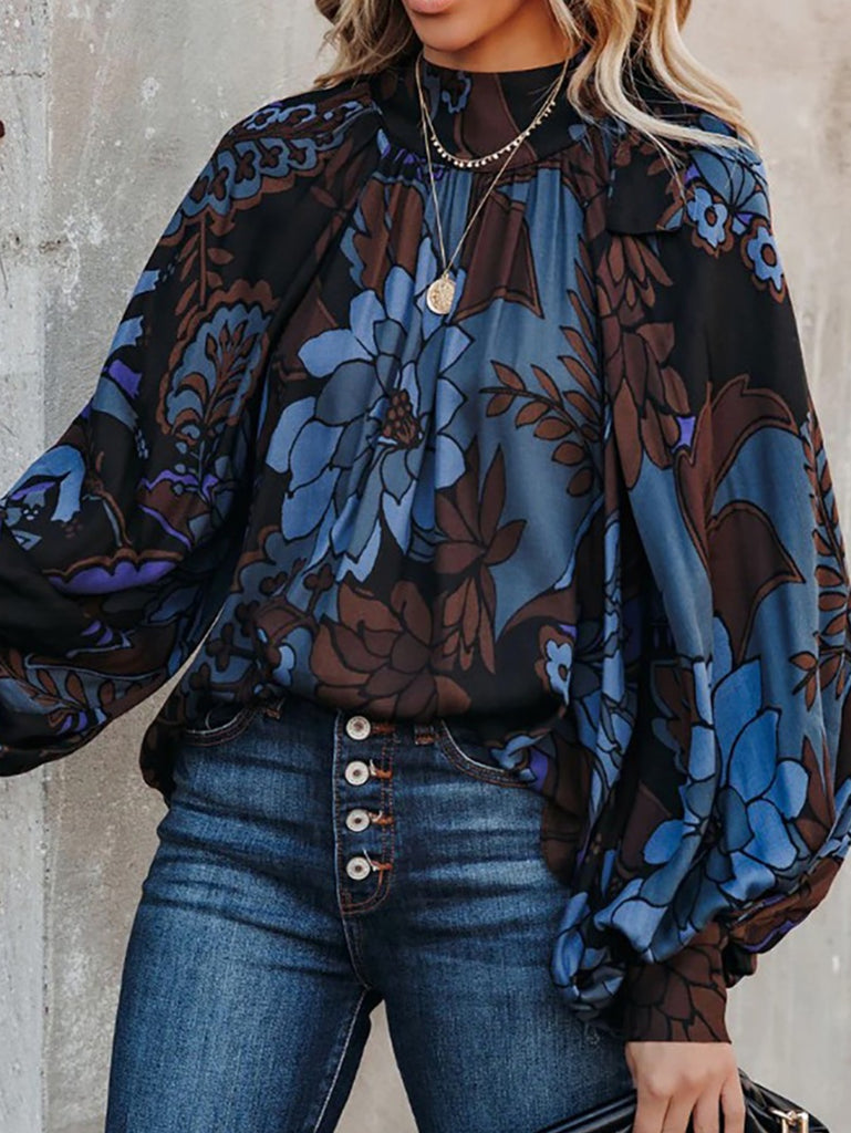  Bold Floral Pattern with Wide Oversized Long Sleeves.