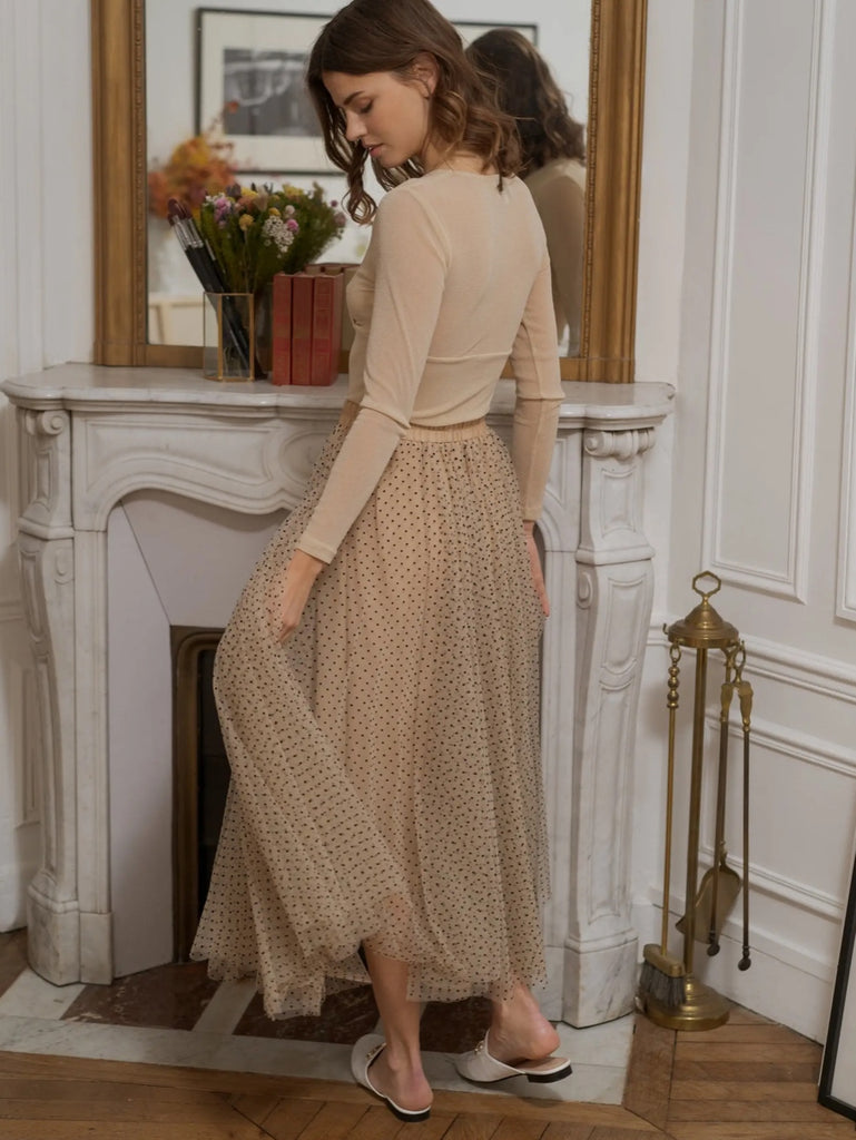 Light and Airy Maxi - Length Tulle skirt with Dots.
