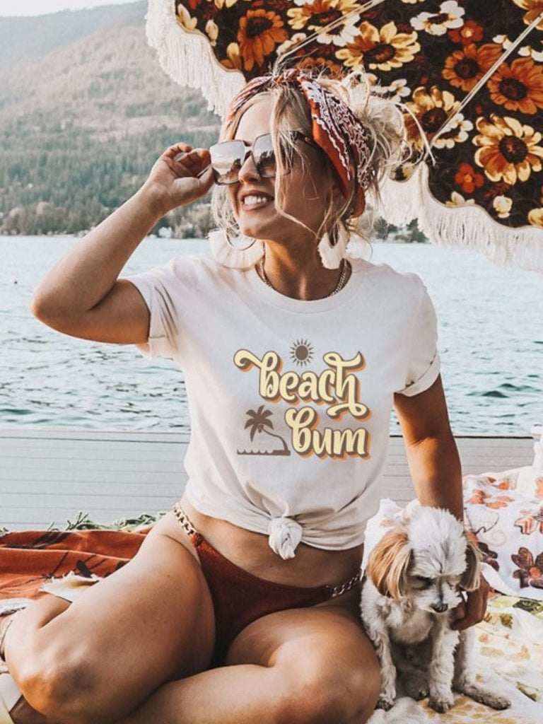 100% Airlume and ring spun cotton Beach Bum Tee , perfect for summer days at the beach.