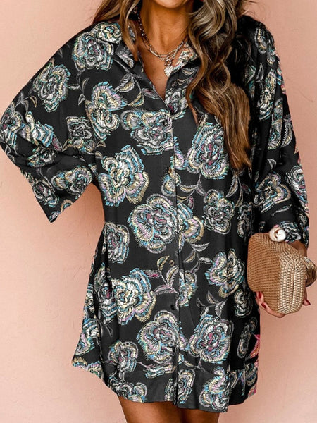 The Black Mandarin Shirt Dress