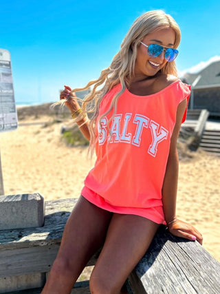  Stand out in neon red orange with our Salty Orange Tank Top! Made from 100% cotton.