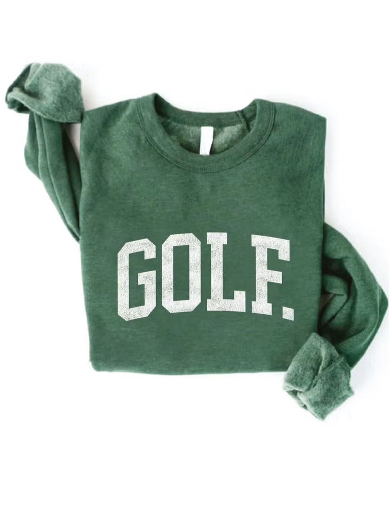Green with white graphic golf ultra soft sweatshirt. 