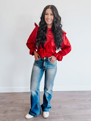 Venetian Ruffle Blouse Top