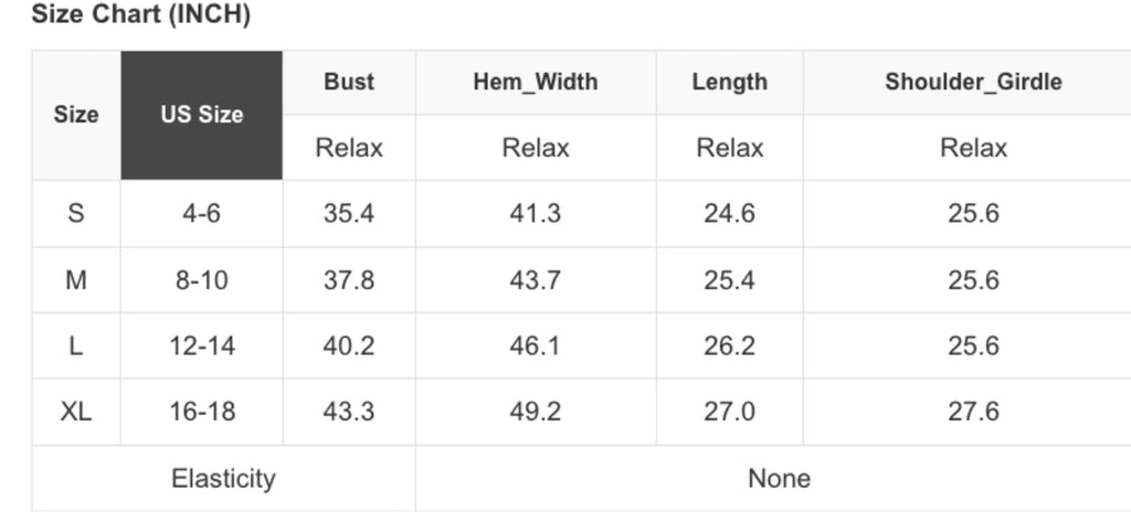 Size Chart for Lil Knoty Tank Top.