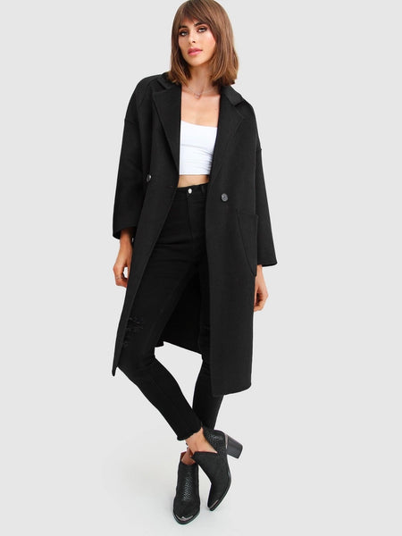 Publisher Black Wool Blend Coat