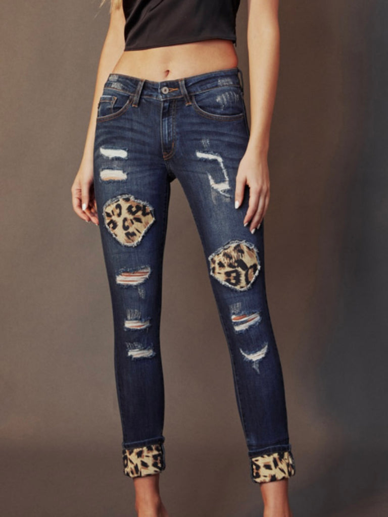 Distressed Leopard Jeans by Kancan  Oak&Pearl Clothing Co Canada Boho  Boutique
