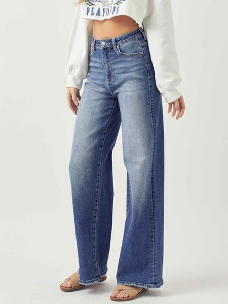 High rise and wide leg design Jeans Made with a blend of cotton, polyester, viscose, and spandex, you'll love the airy feel and stretch of these jeans.