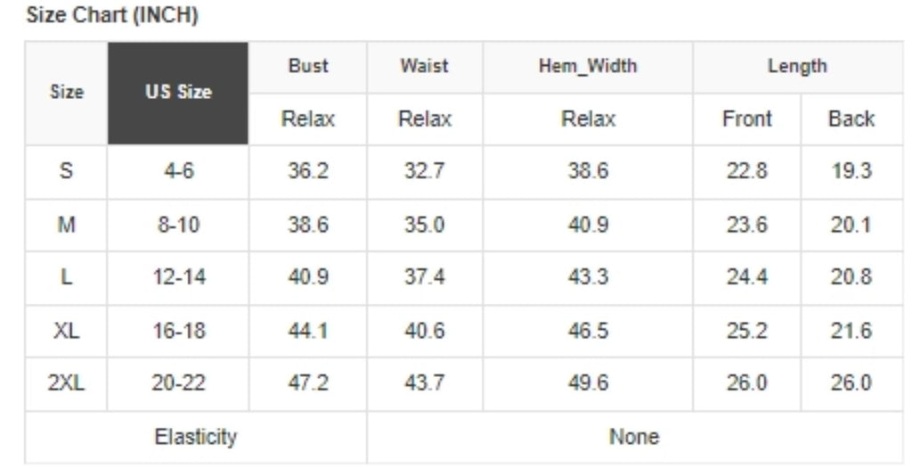 Size Chart for Suited Vest 