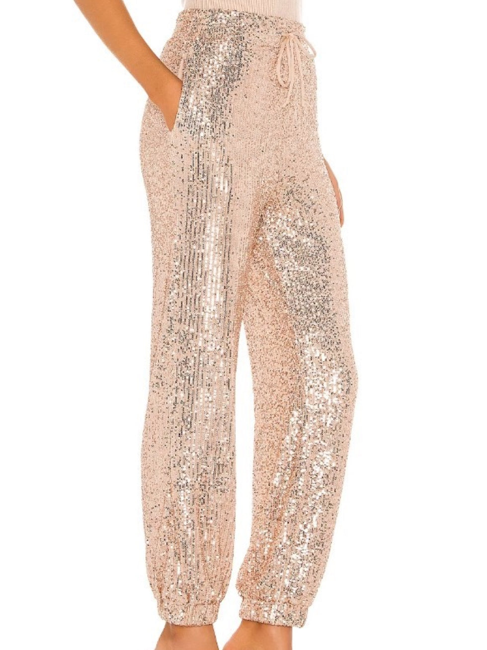 Sequin Jogger in Rose Gold Large