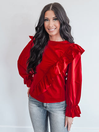 Venetian Ruffle Blouse Top