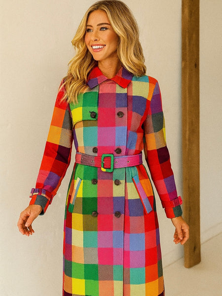 Colorburst Plaid Trench