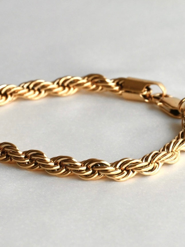  Rope 18k Gold PVD coated stainless steel bracelet.