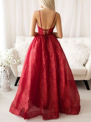 Bordeaux Red Champagne Dress perfect for proms and graduation, with its stunning tied back for that head turning look.