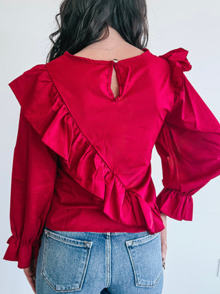 Venetian Ruffle Blouse Top