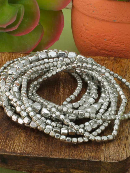 Silver Bead 10pc Bracelet Stack