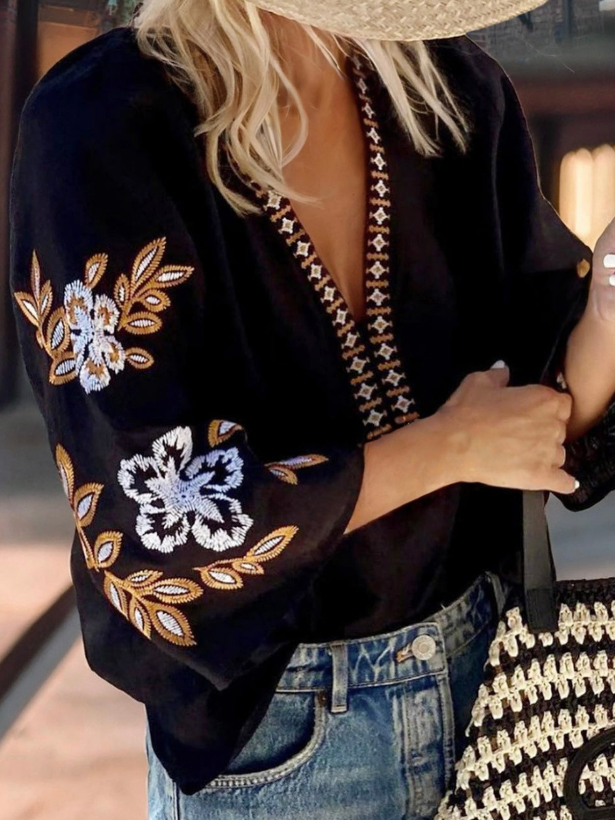 Bohemian embroidered tops hotsell