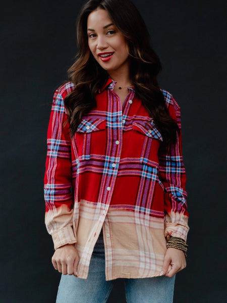 Ombre Plaid Flannel Top