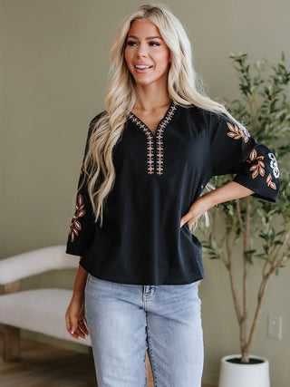 Feeling Boho Embroidered Top