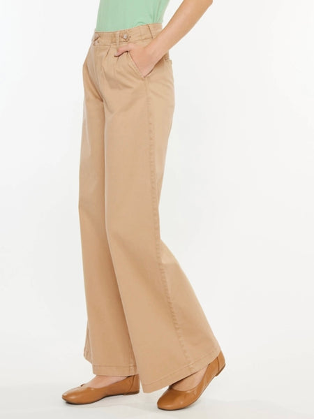 Kancan Chino, featuring a flattering high rise and wide leg, with double button closure and back welt pockets