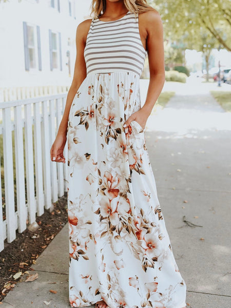 Stripe + Floral Maxi Dress