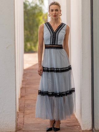 Nikki Dotted Tulle Maxi Dress