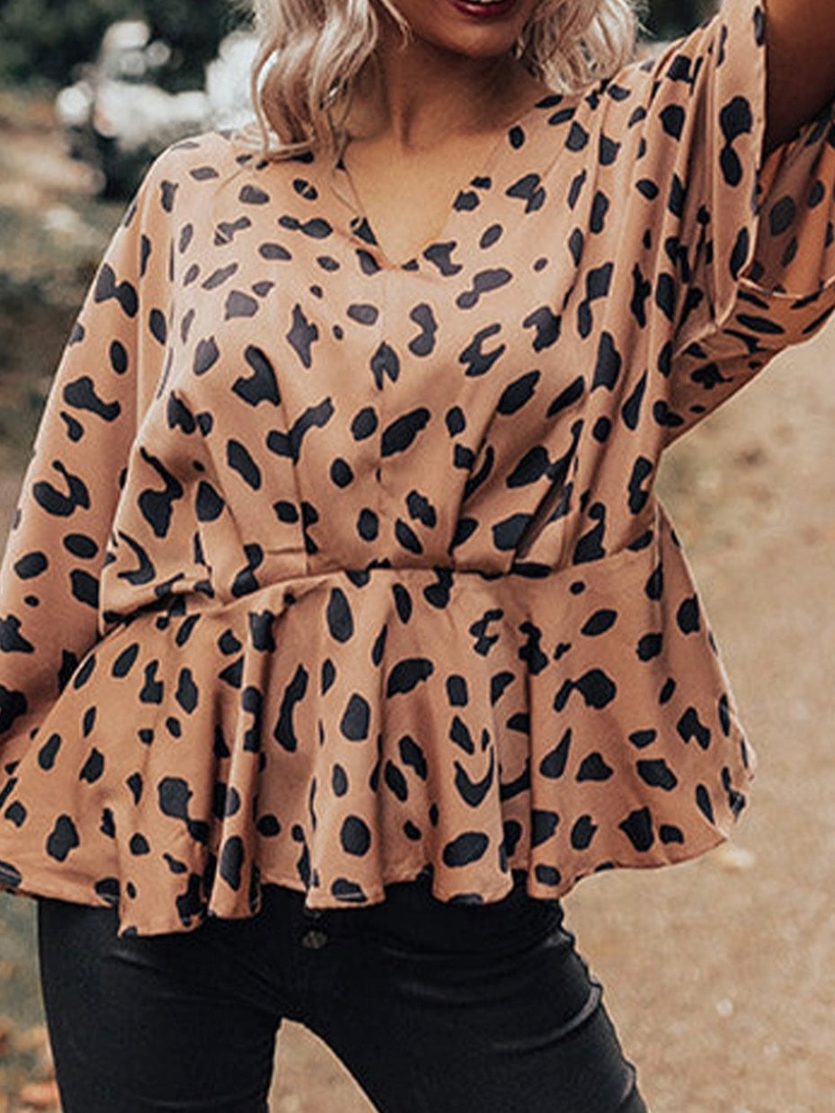 leopard peplum blouse