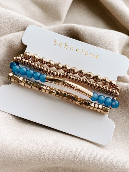Blue + Gold Bracelet Stack