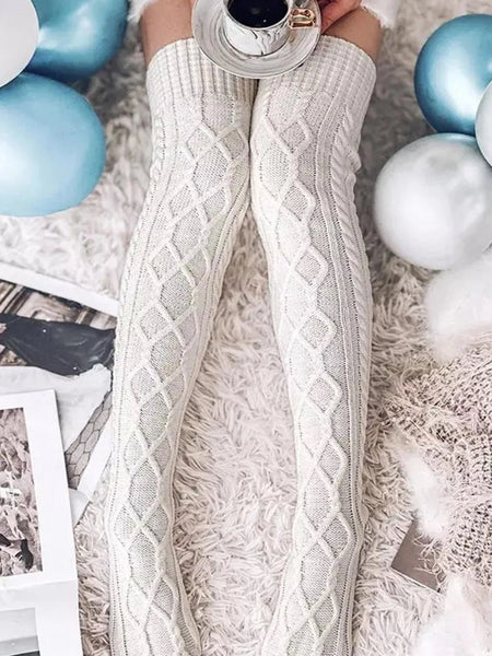 Cable Knit Thigh High Socks