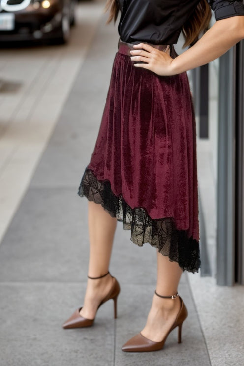 Lace and velvet discount skirt