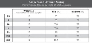 Size Chart for Wildfire Love Joggers.