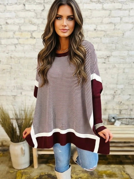 Bordeaux Stripe Pullover
