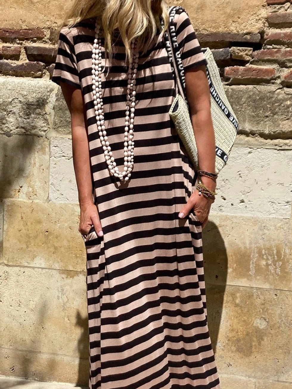 Cafe Stripe Maxi Dress | Oak&Pearl Clothing Co Canada Boho Boutique Cafe Stripe Maxi Dress | Oak&Pearl Clothing Co Canada Boho Boutique
