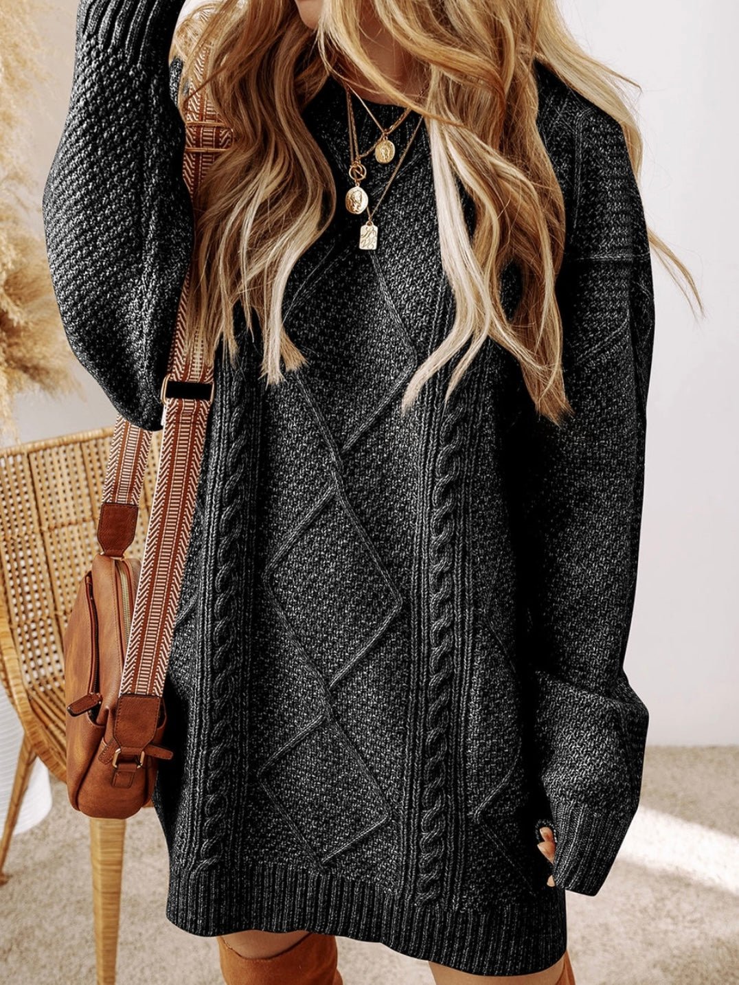 Candace Cable Knit Sweater Dress | Oak&Pearl Clothing Co Canada Boho Boutique Candace Cable Knit Sweater Dress | Oak&Pearl Clothing Co Canada Boho Boutique