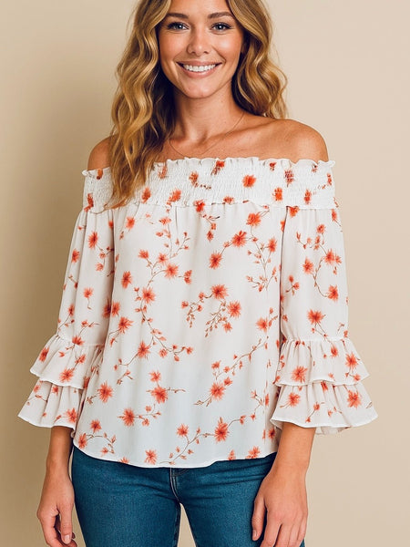 Floral Charm Off The Shoulder Top