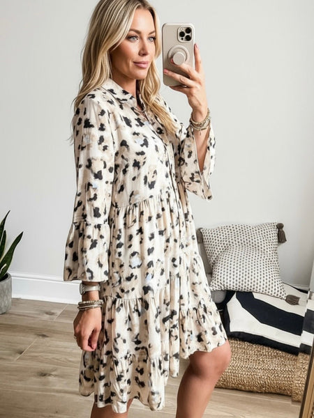 Icy Blue Leopard Tunic Dress
