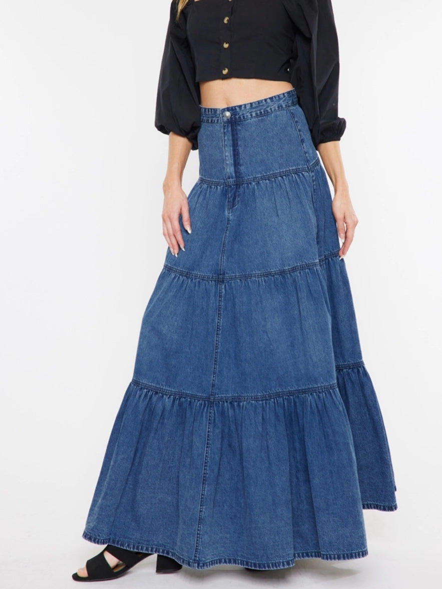 Denim maxi hot sale skirts online