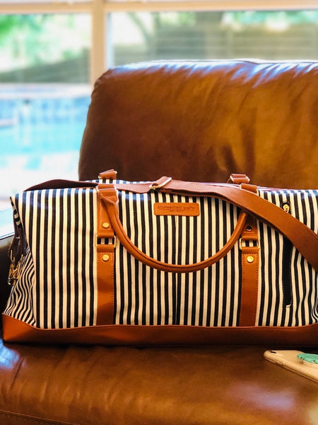 Striped Weekender Duffle Bag