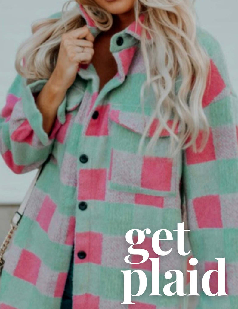 shop the trendy plaid jackets and shackets for women at oak and pearl clothing co canadian boutique store