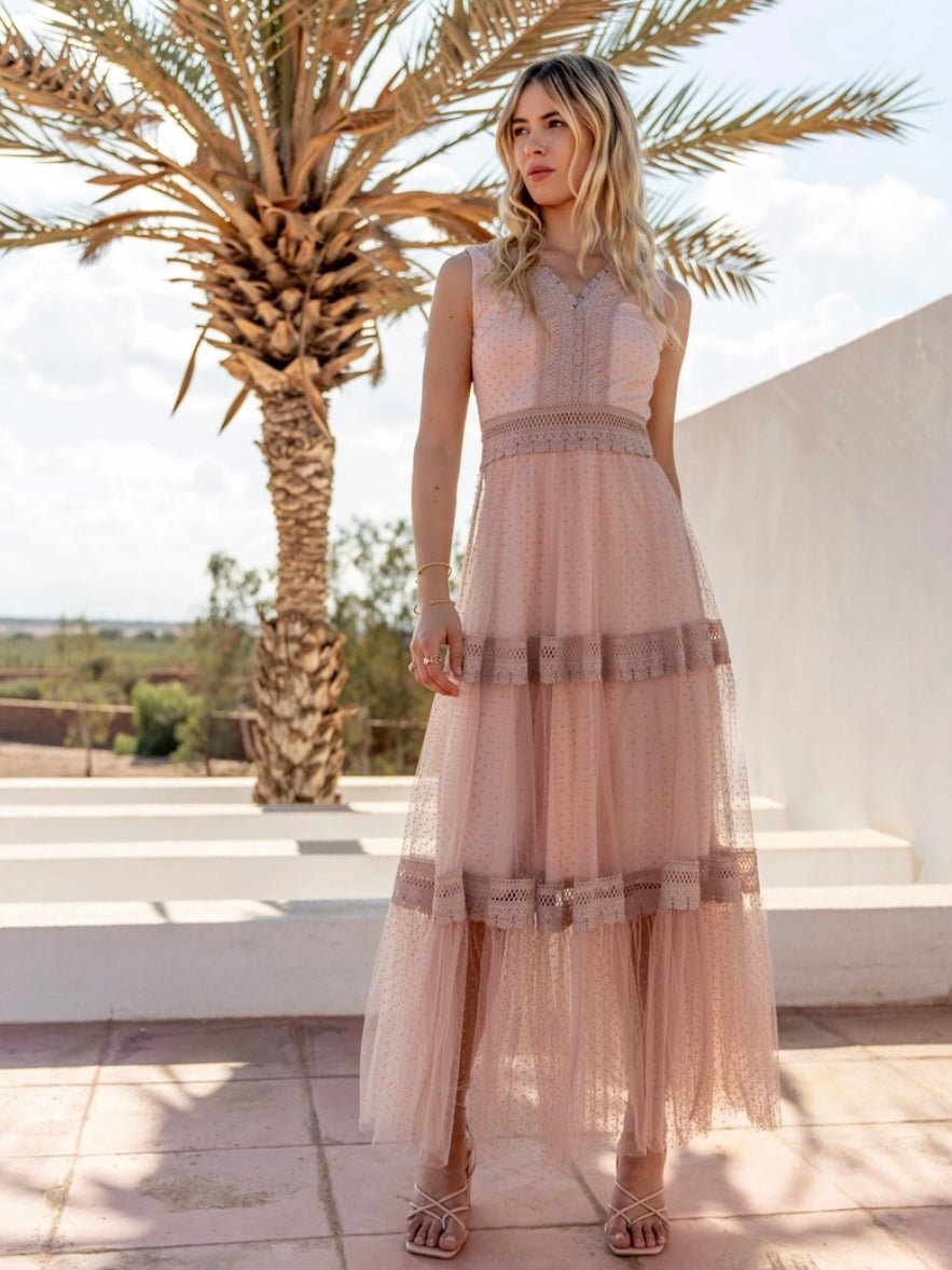 Nikki Dotted Tulle Maxi Dress | Choklate Paris | Evening Gown | Oak&Pearl  Clothing Co Canada Boho Boutique