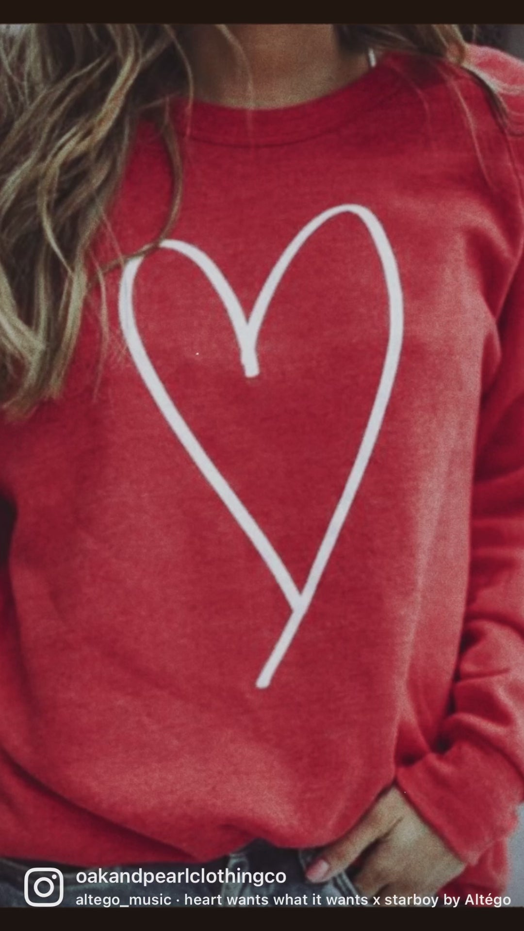 Red Heart Sweatshirt Cozy Romance at Oak&Pearl Clothing Co