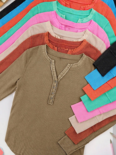 Worn Waffle Henley Top