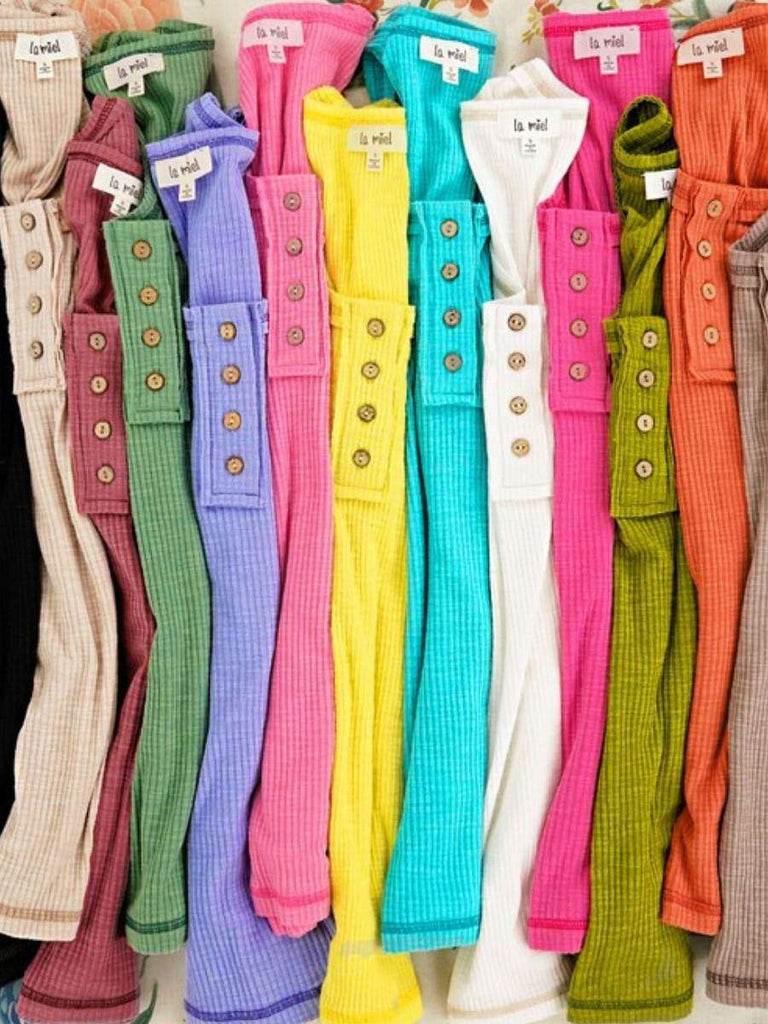 Colourful colours Ribbed Front Button fitted cotton , polyester and spandex tank top.