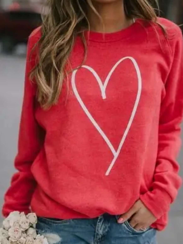 Red Heart Sweatshirt - Cozy romance in heather-red with a beautiful white heart graphic. 