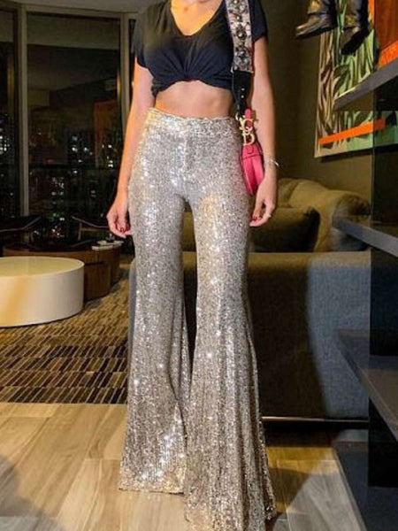 Champagne Sequin Flare Pant
