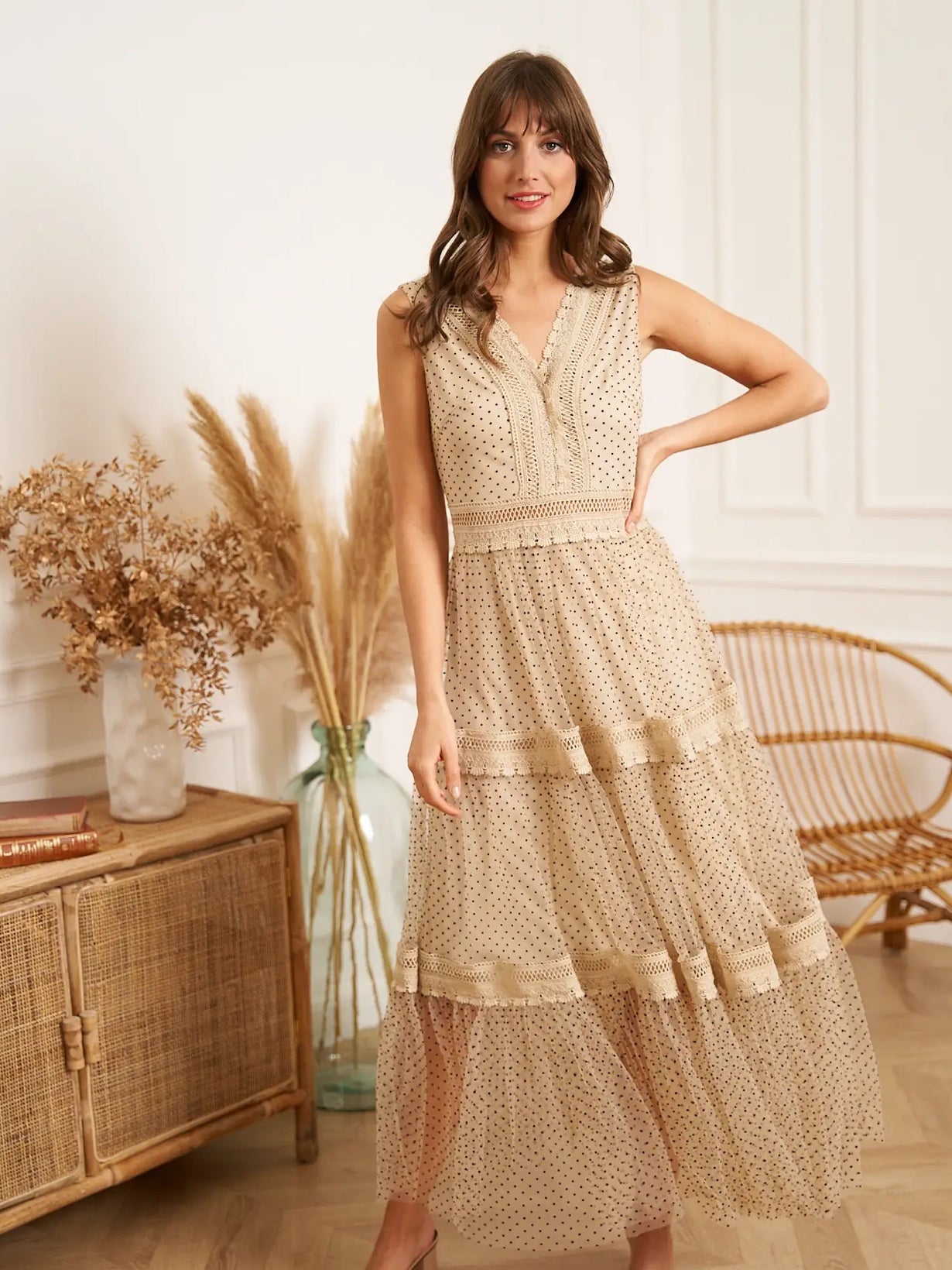 ワンピース THE TOE BLUEBELL TULLE DRESS beige Bluebell Tulle Dress – THE TOÉ