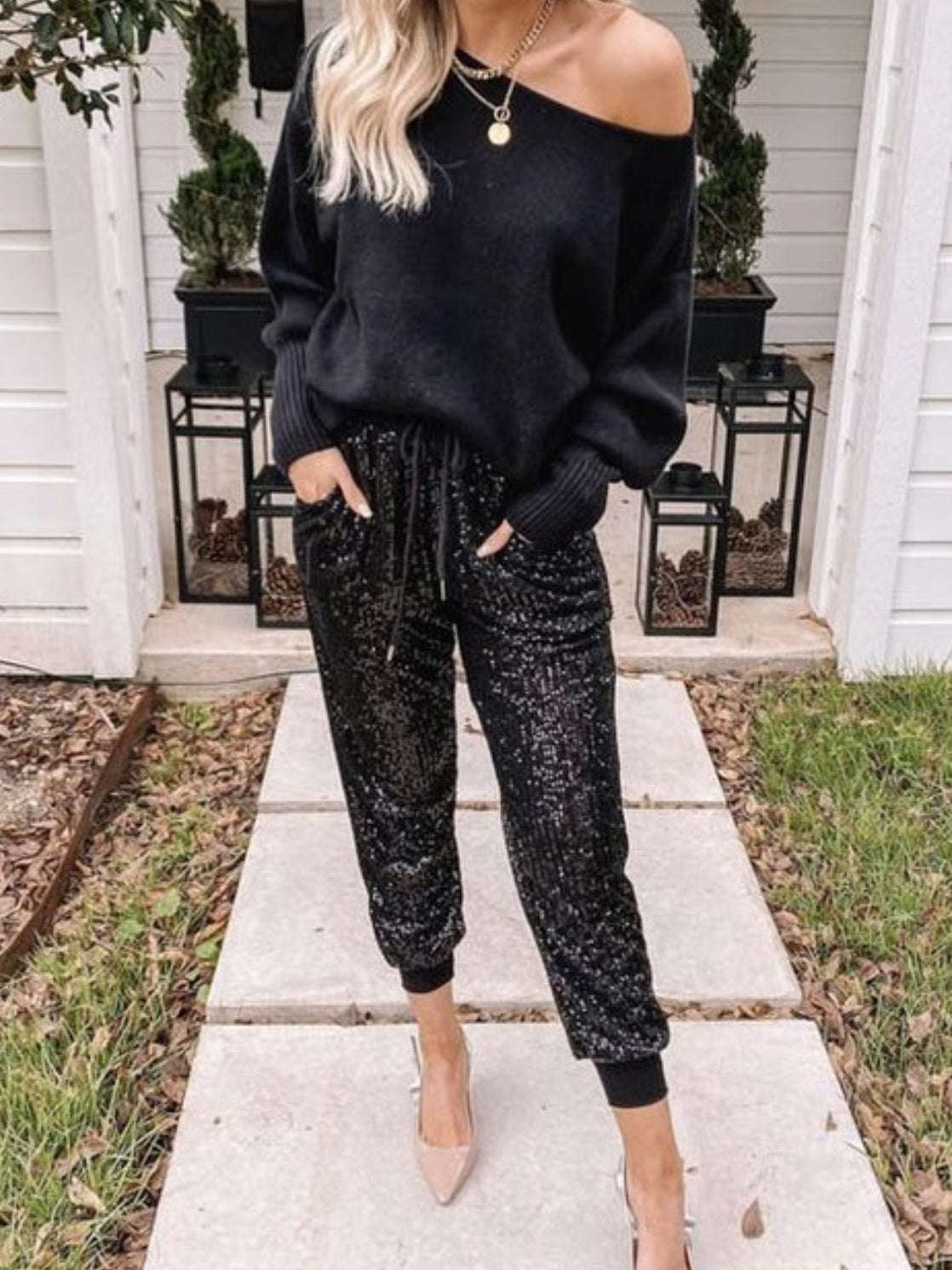 Sequin jogger pant on sale