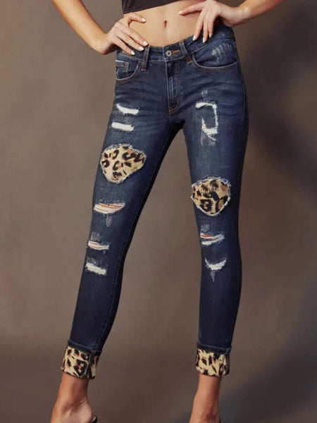 Distressed Leopard Jeans by Kancan